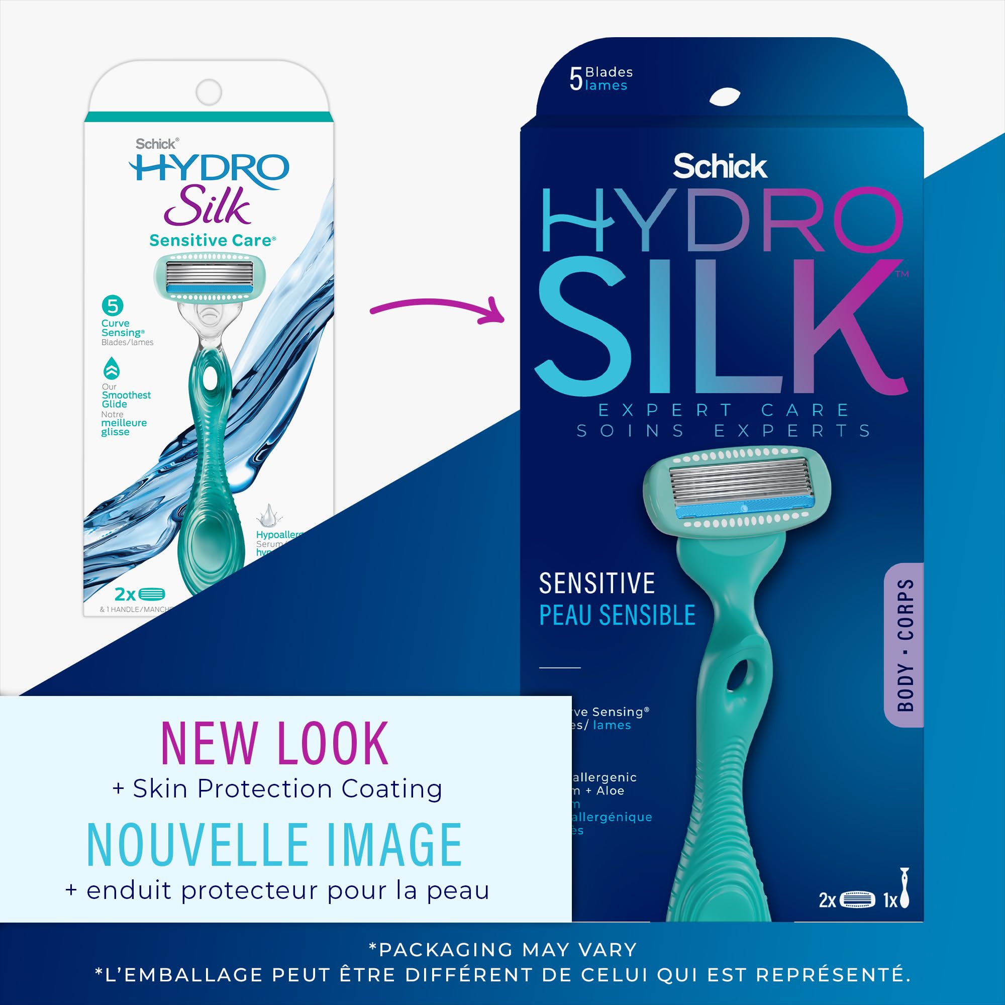 Schick Hydro Silk Sensitive Skin Razor for Women with 2 Moisturizing Razor Blade Refills